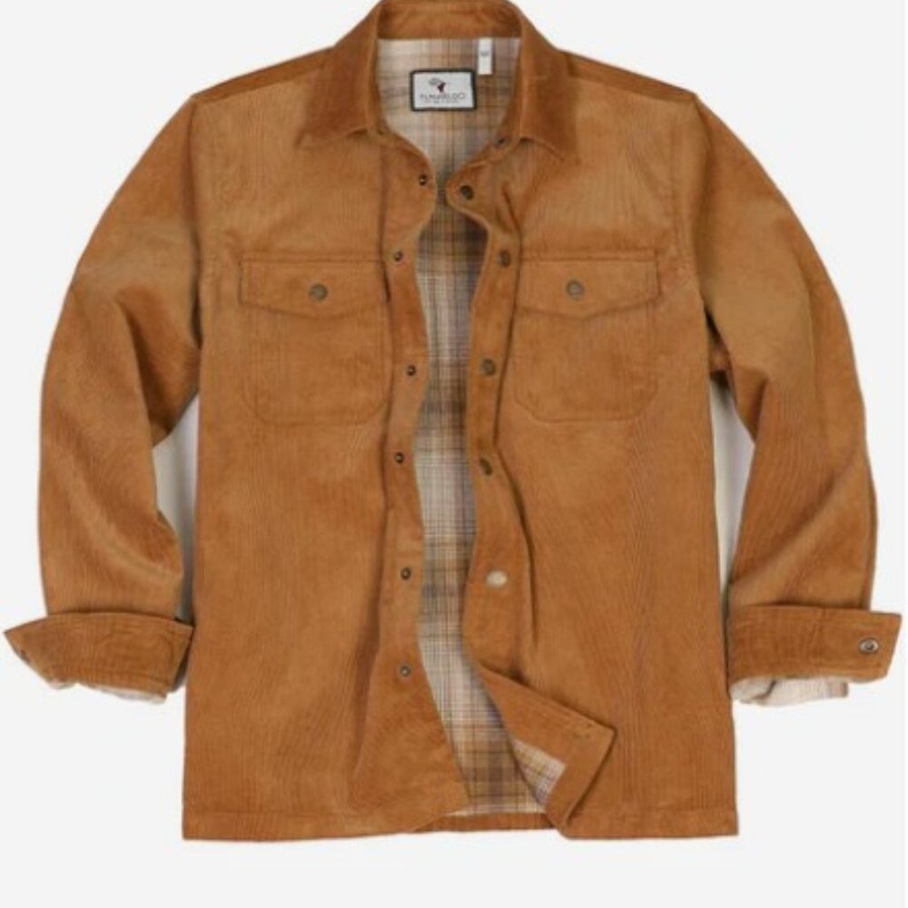 FlannelGo Men's Large Corduroy Jacket (Light Brown)